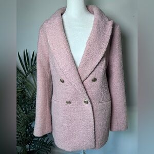 H&M Women’s Textured Weave Light Pink Double-Breasted Blazer size Medium